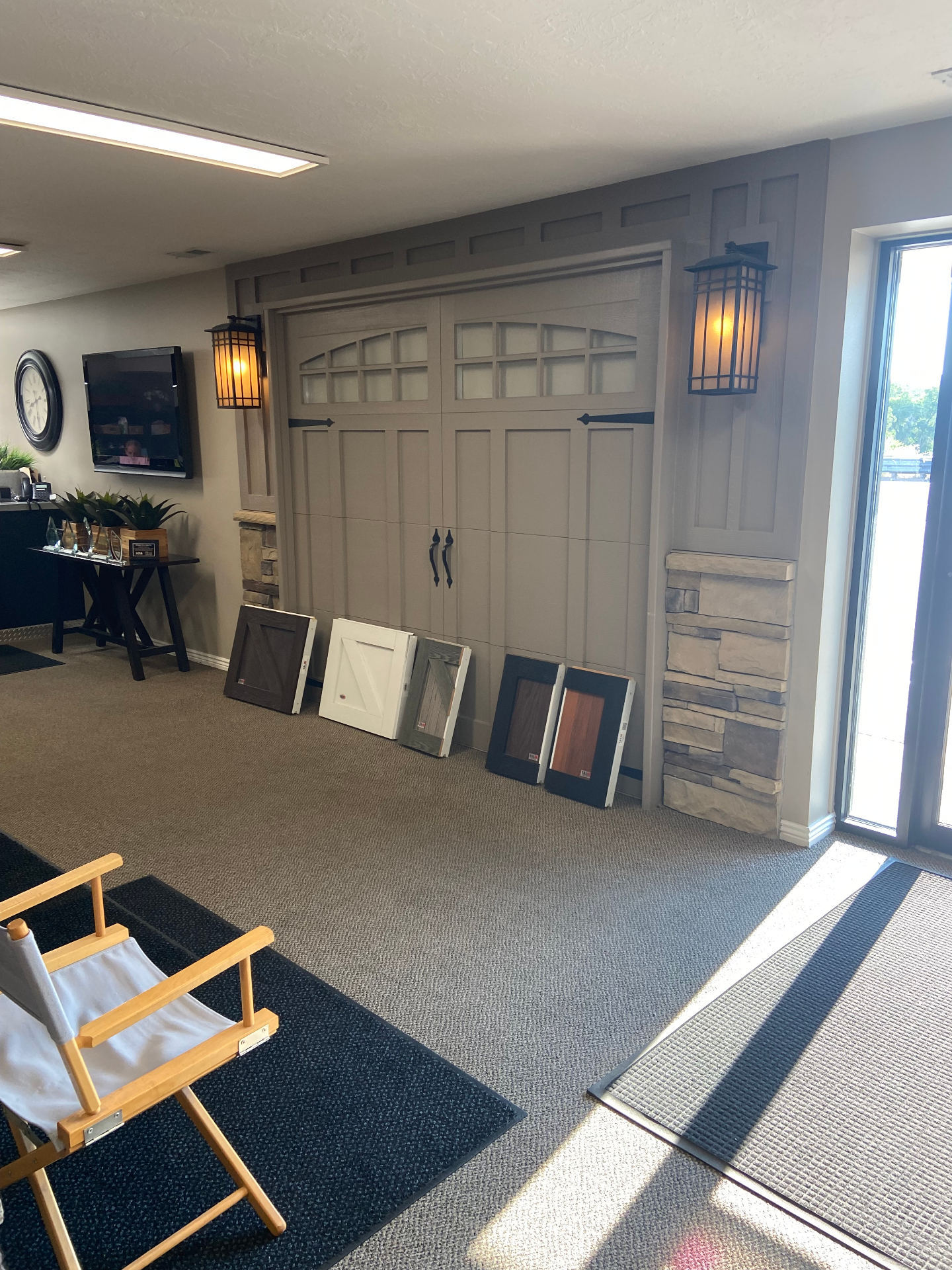 Inside the Windsor Door Sales showroom with door samples